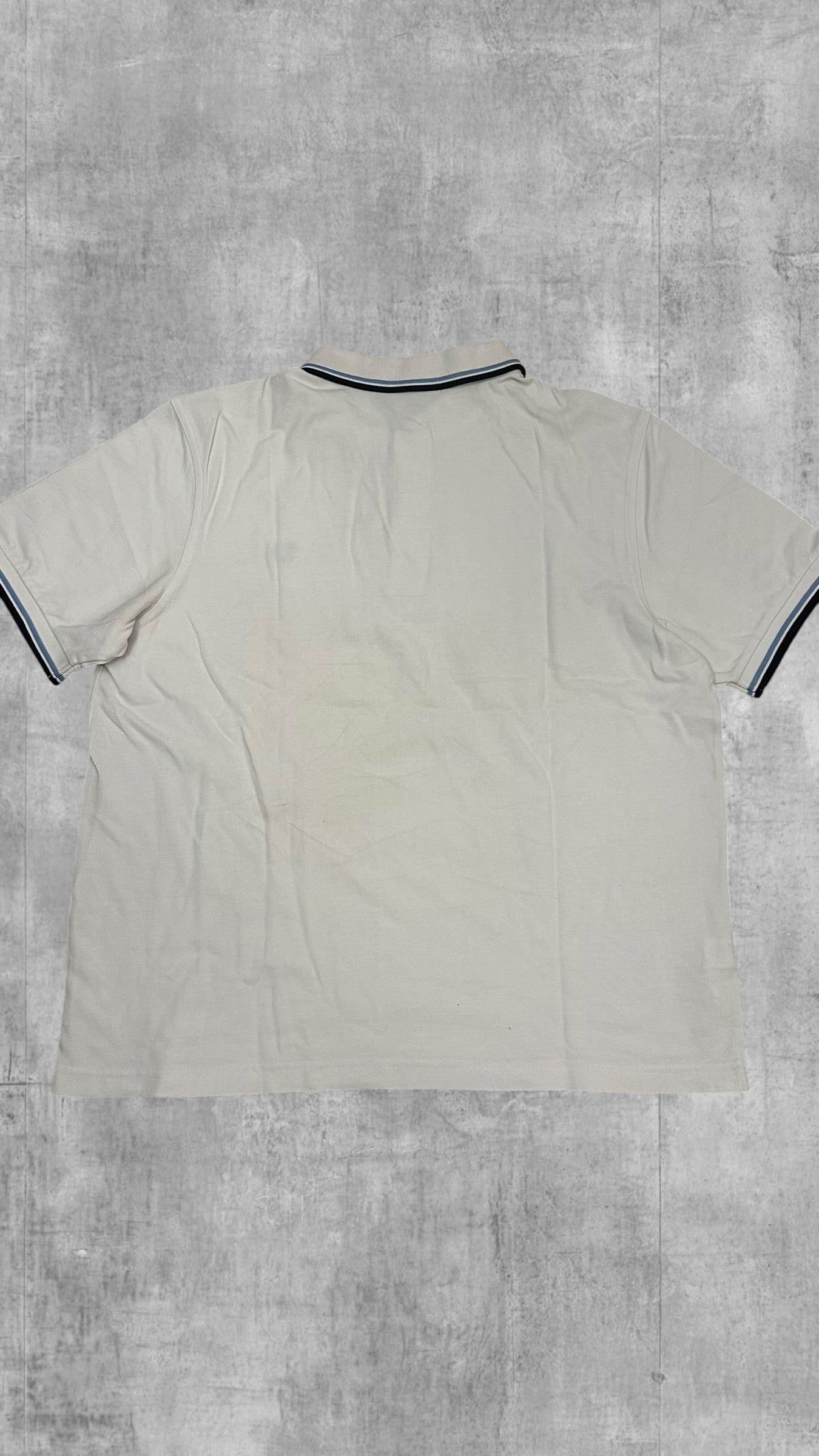 Fred Perry Polo Shirt Weiß Schwarz Hellblau XL