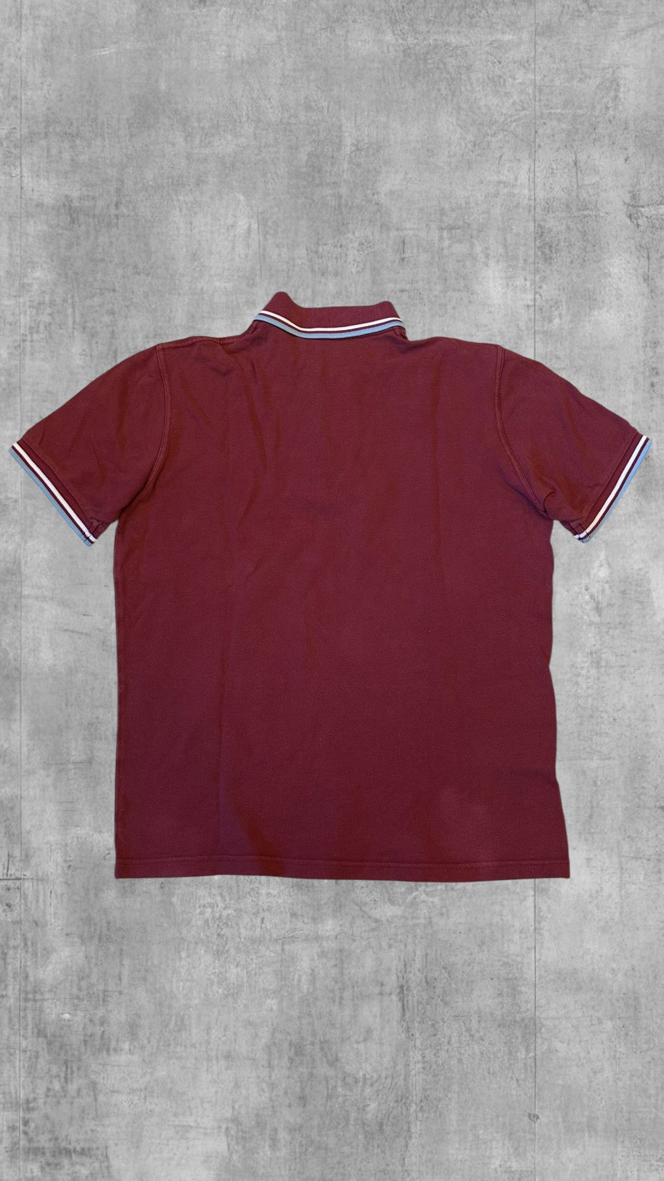Fred Perry Polo Shirt Weinrot Hellblau M