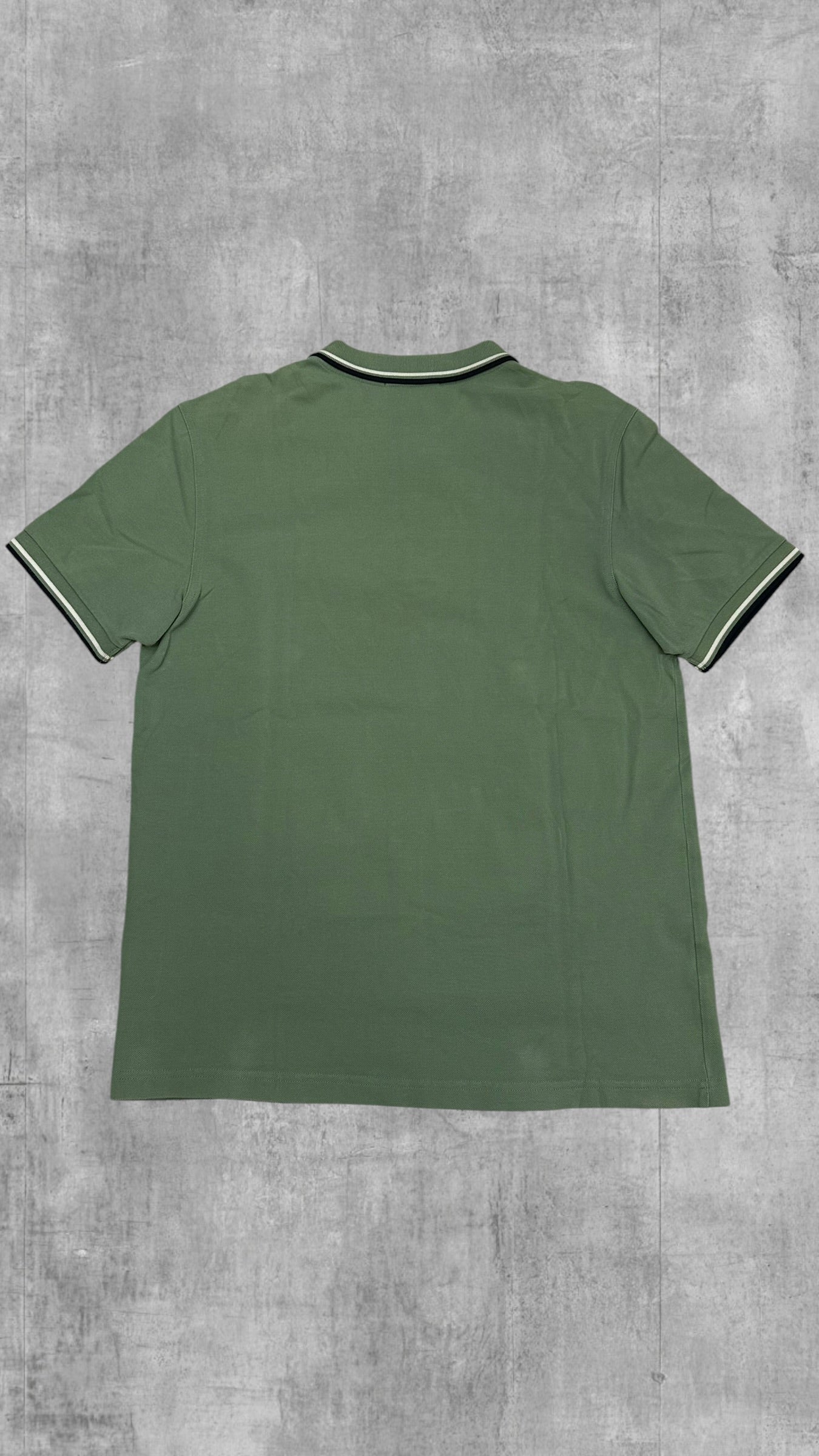 Fred Perry Polo Shirt Khaki Schwarz Weiß L