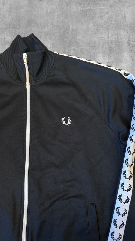 Fred Perry Trainingsjacke Taped Zip Jacke Schwarz Weiß M