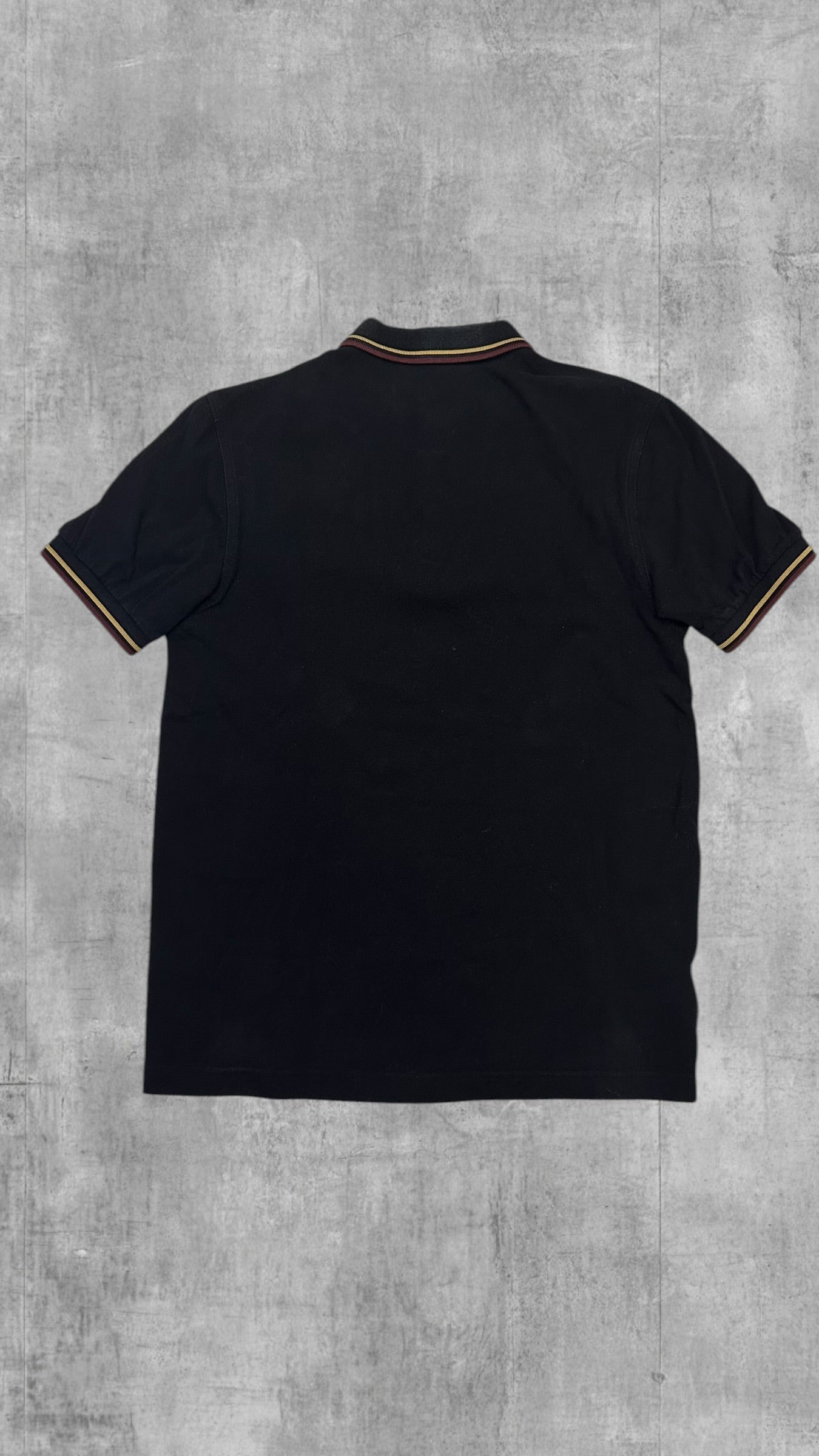 Fred Perry Polo Shirt Schwarz Weinrot Gold S
