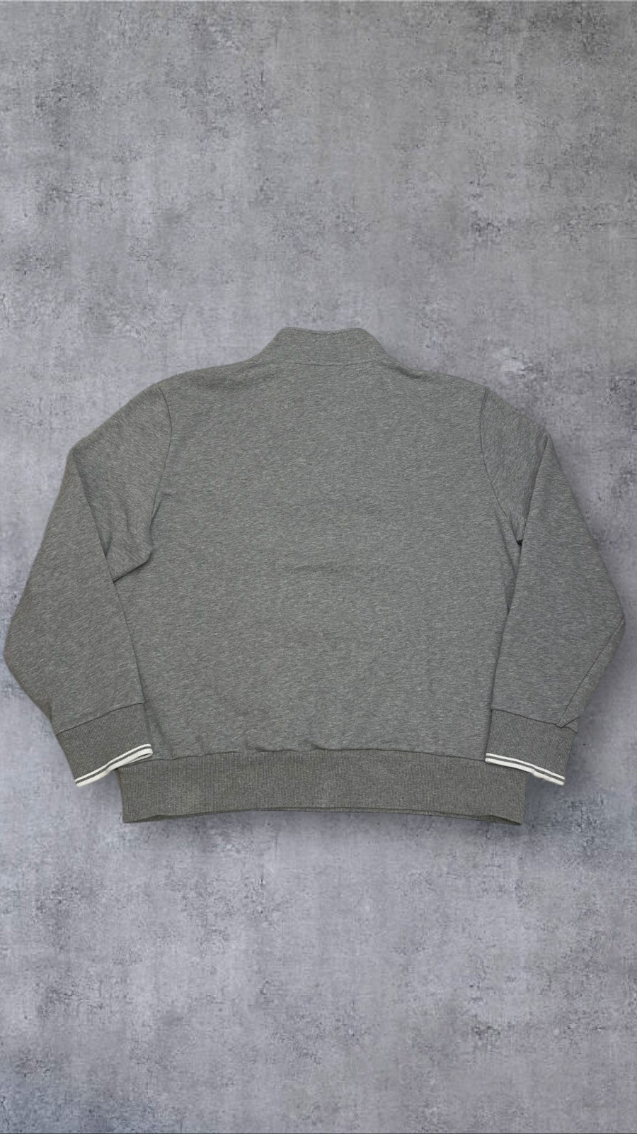 Fred Perry Half zip Pullover Hoodie Sweatshirt Grau Weiß XXL