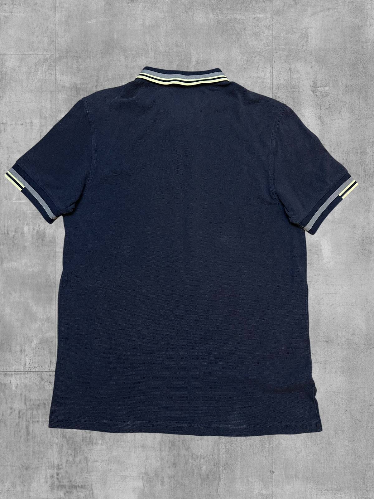Fred Perry Polo Shirt Navy Blue Beige L