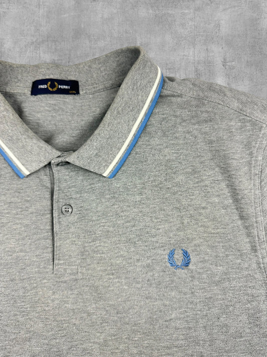 Fred Perry Polo Shirt Hellgrau Türkis Weiß 3XL