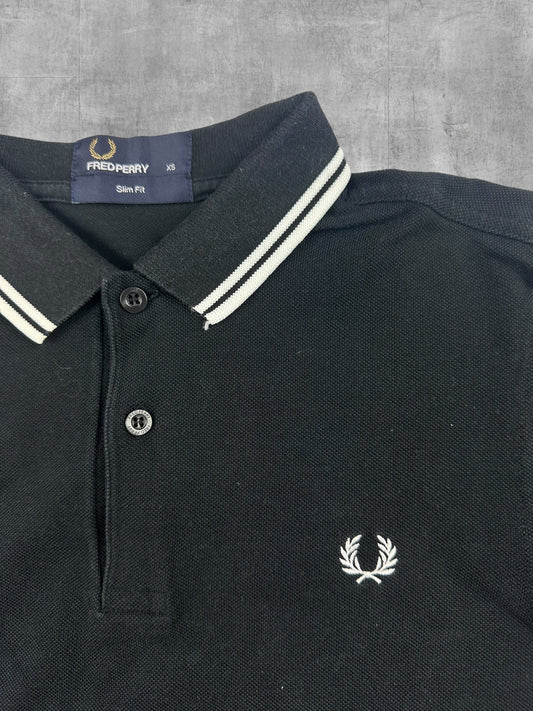 Fred Perry Polo Shirt Schwarz Weiß XS