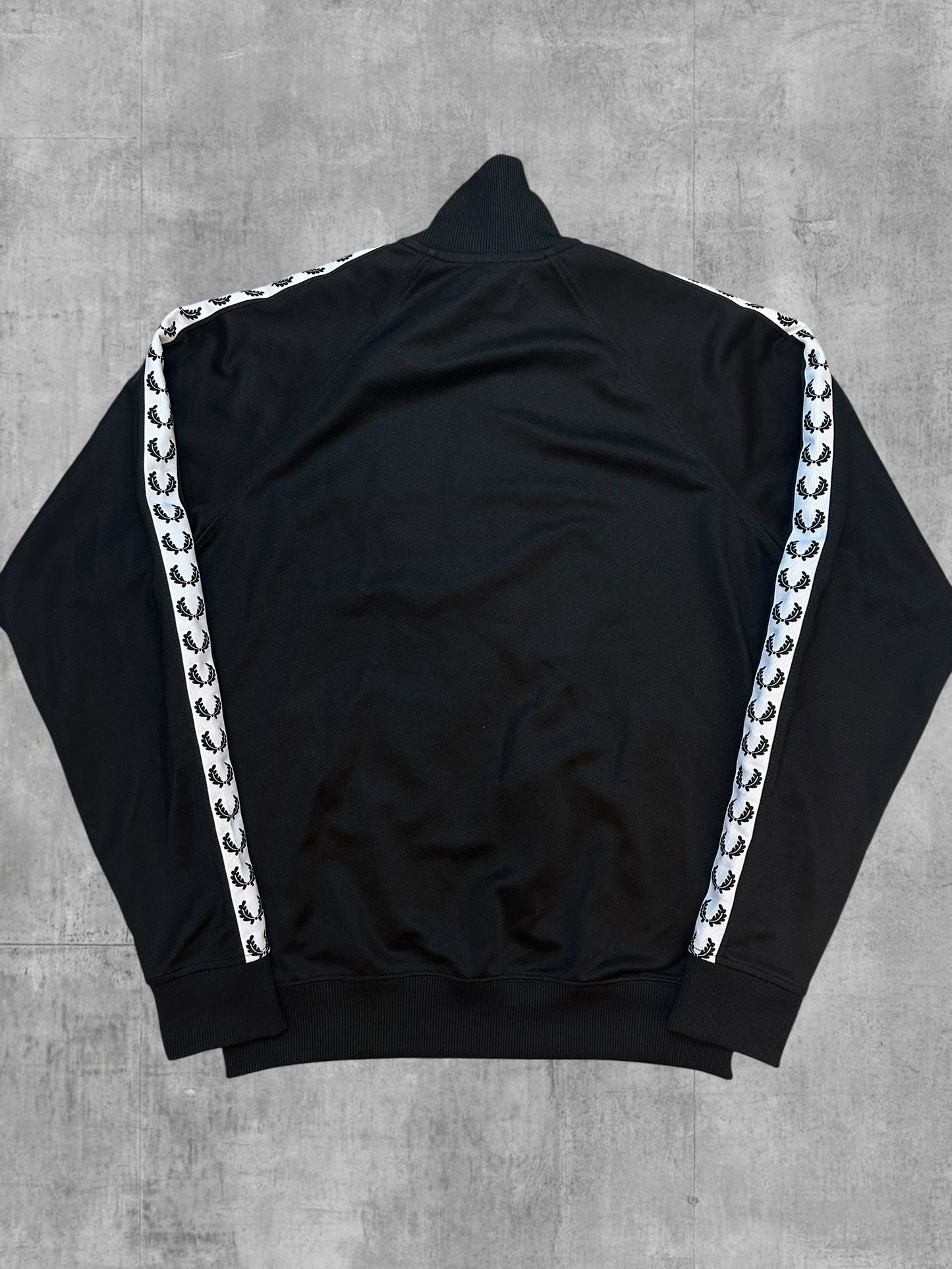 Fred Perry Vintage Trainingsjacke Taped Schwarz Weiß M