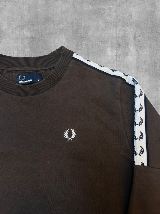 Fred Perry Sweatshirt Taped Braun Weiß S