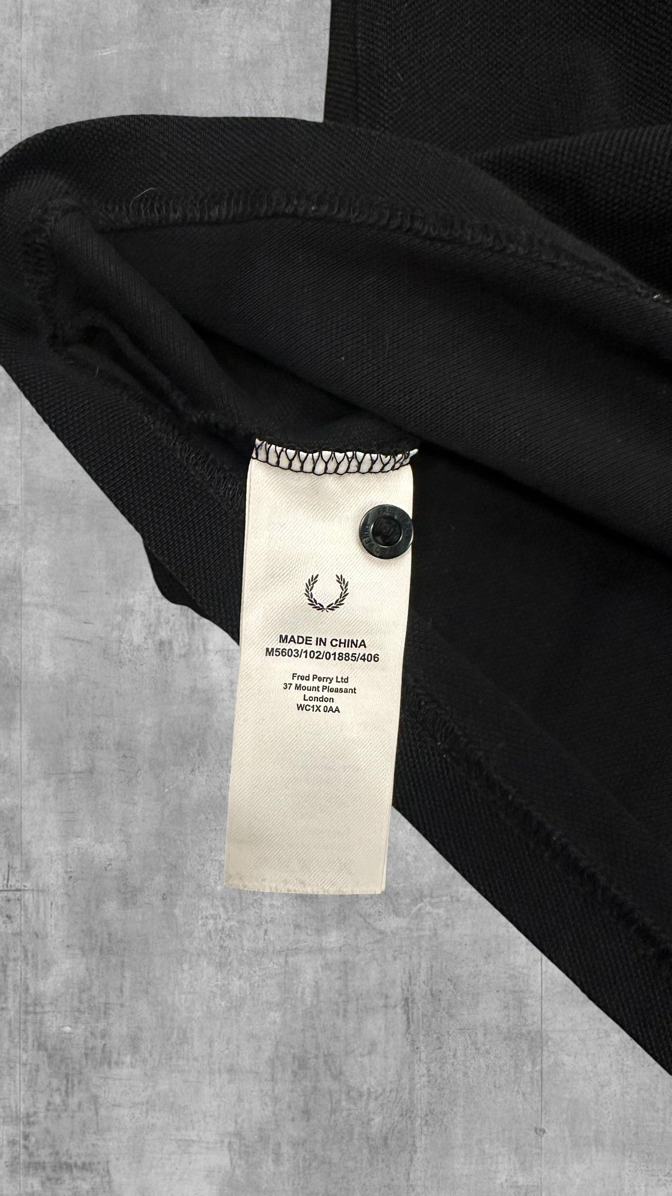 Fred Perry Backprint Polo Shirt Schwarz Weiß L