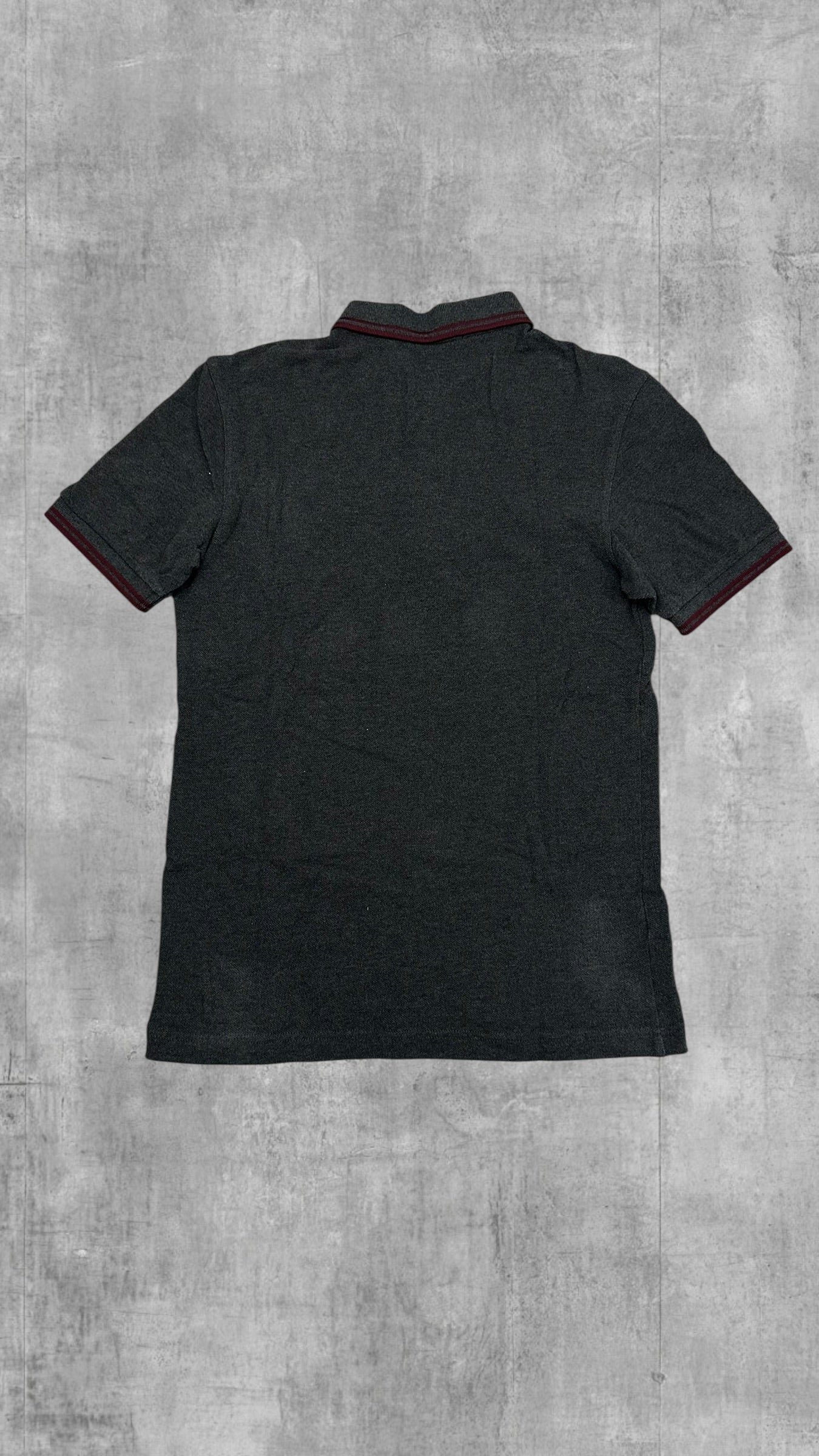 Fred Perry Polo Shirt Grau Weinrot S