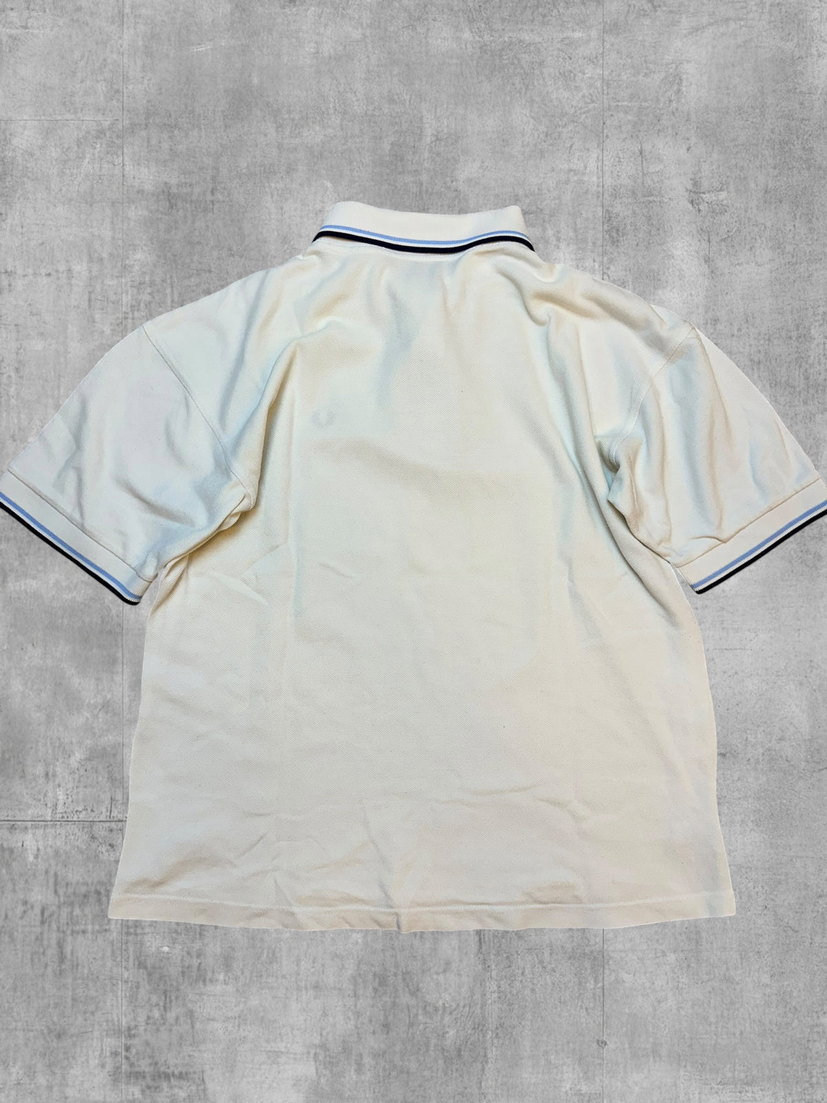 Fred Perry Vintage Polo Shirt Weiß Navy Blau M