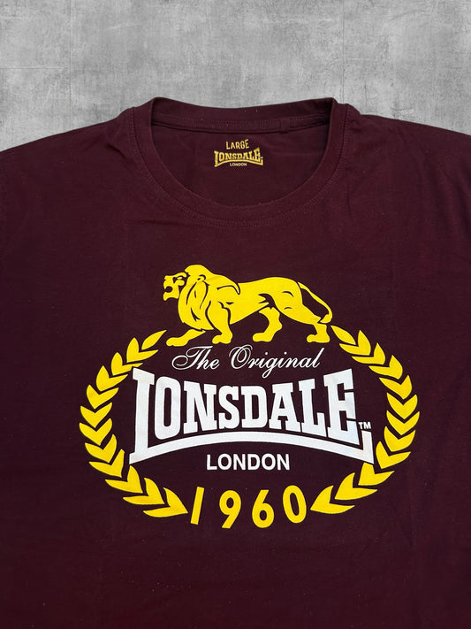 Lonsdale London T-Shirt Weinrot Weiß Gelb L