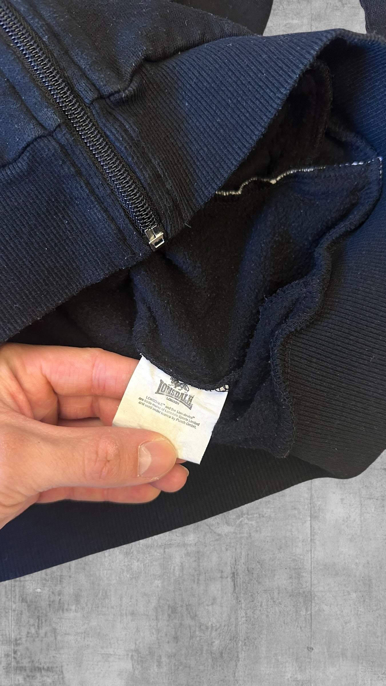 Lonsdale London Trainingsjacke Backprint Baumwolle Navy Blau Rot M - L