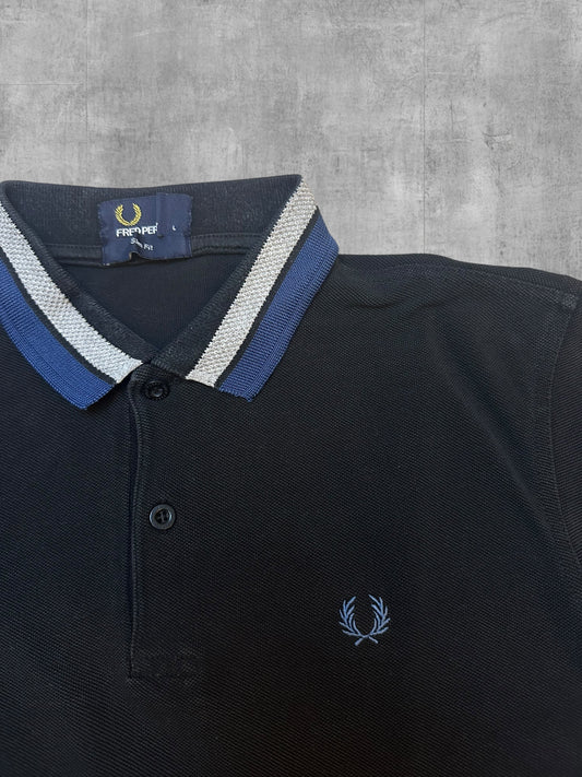 Fred Perry Polo Shirt Schwarz Navy Blau Grau L Slim Fit