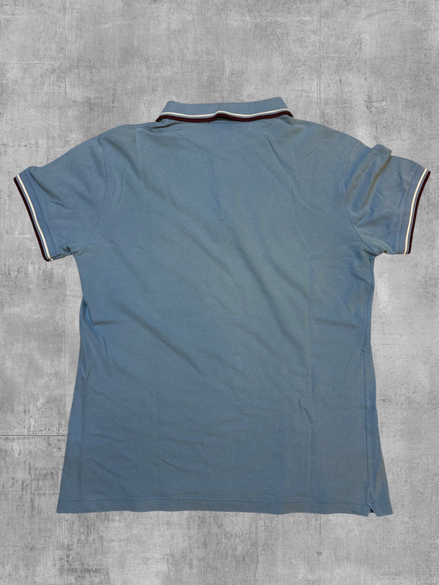 Fred Perry Polo Shirt Babyblau Weinrot Weiß S - M
