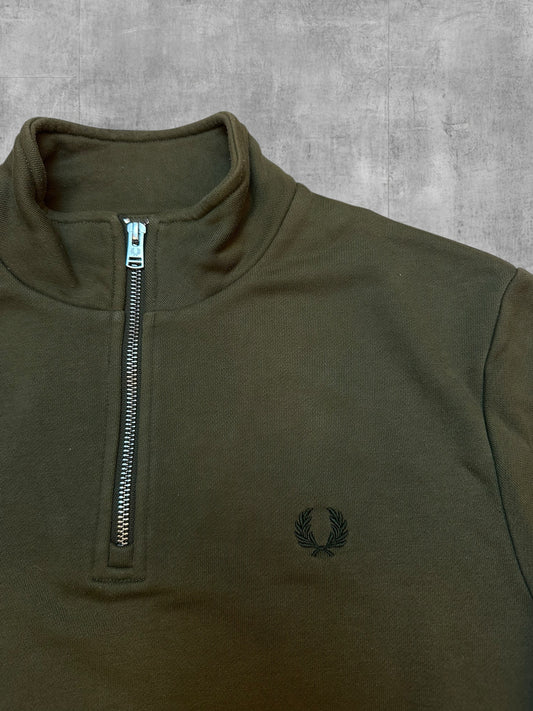 Fred Perry Quarter Zip Pullover Olive Green M