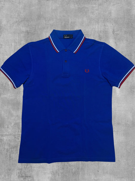 Fred Perry Polo Shirt Blau Rot Weiß S