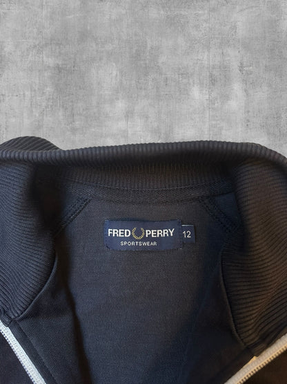 Fred Perry Trainingsjacke Taped Navy Blau Weiß Frauengröße 12 L