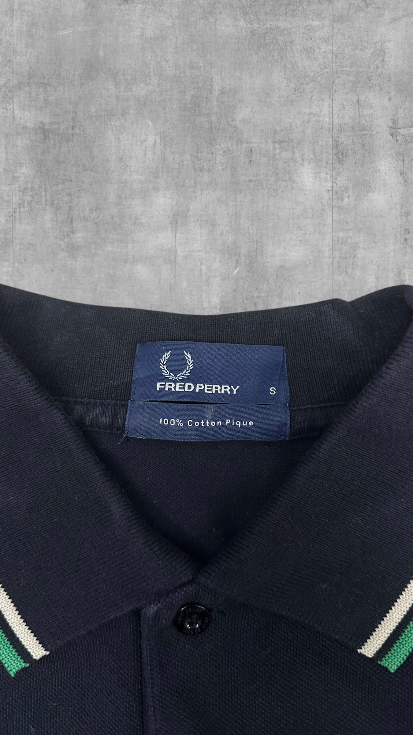 Fred Perry Polo Shirt Schwarz Grün Weiß S