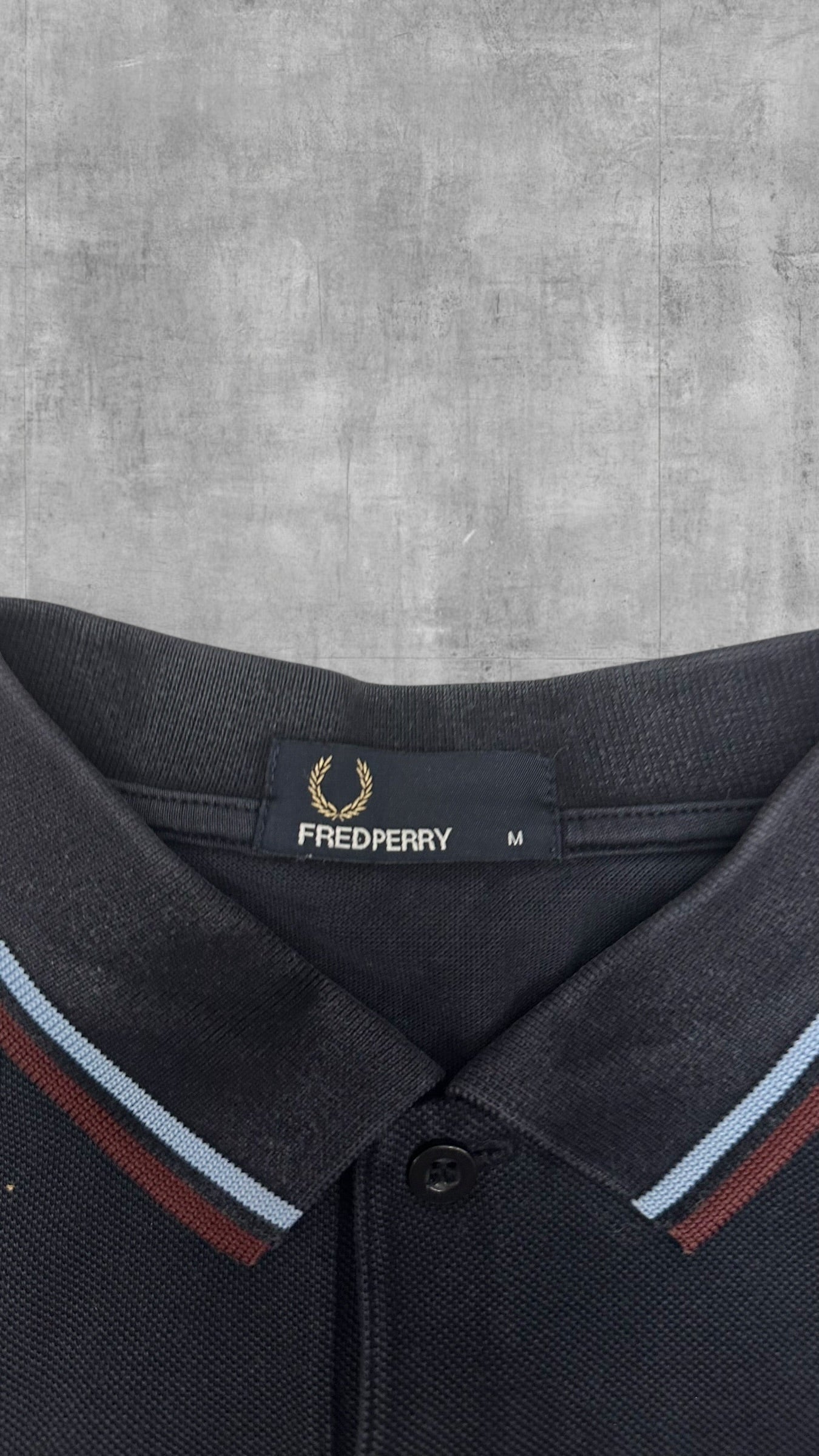 Fred Perry Polo Hemd Navy Blau Weinrot M