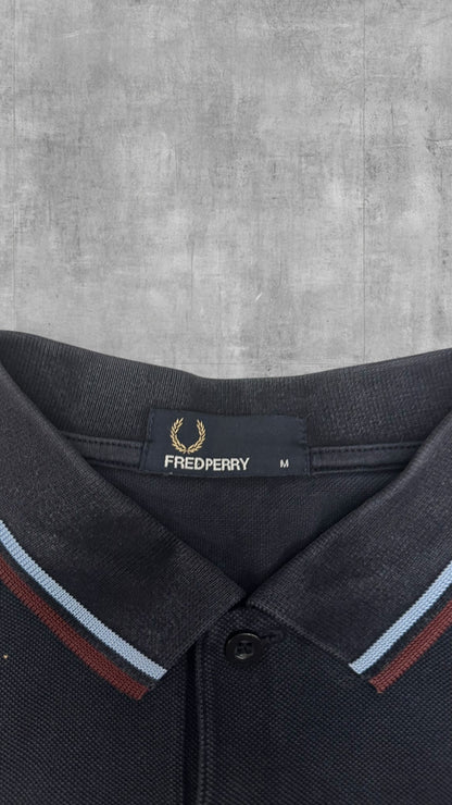 Fred Perry Polo Hemd Navy Blau Weinrot M