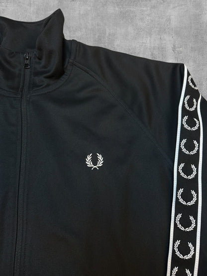 Fred Perry Track Jacket Black White L Like New