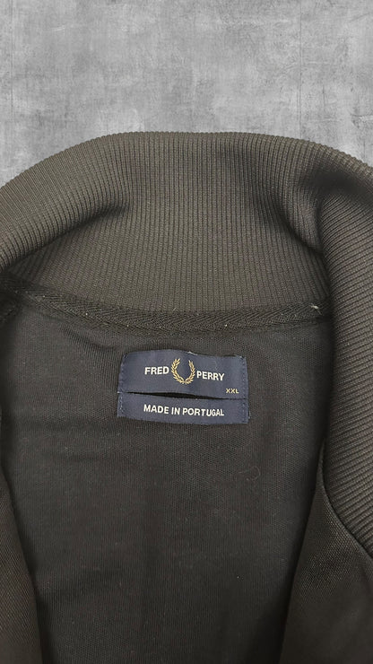 Fred Perry Trainingsjacke Taped Zip Jacke Schwarz Weiß XXL