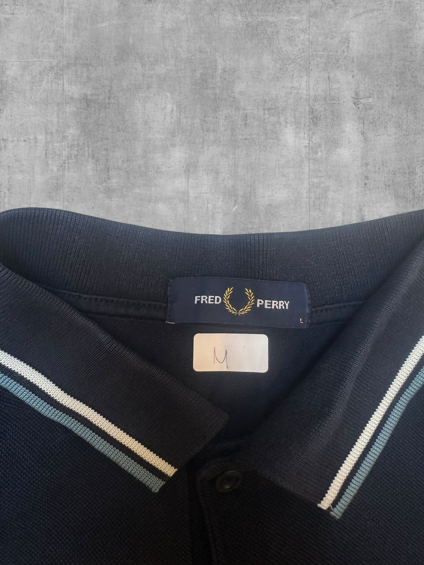 Fred Perry Polo Shirt Schwarz Türkis Weiß M