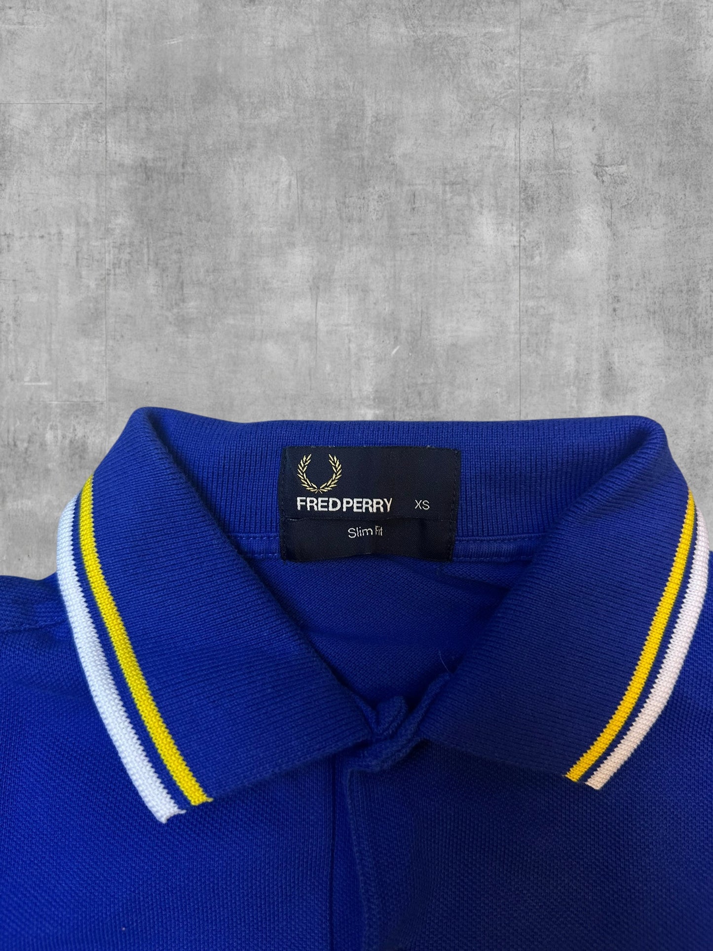 Fred Perry Polo Shirt Blau Weiß Gelb XS Slim Fit