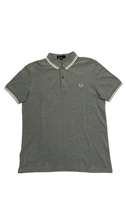 Fred Perry Polo Shirt Grau Weiß M