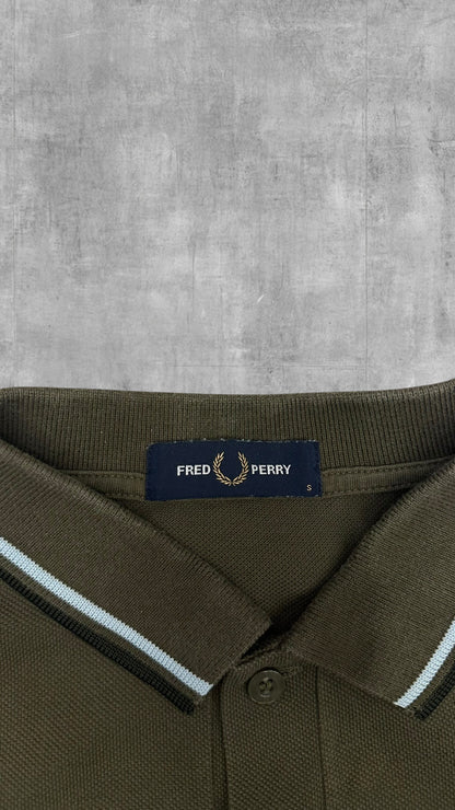 Fred Perry Polo Shirt Dunkelgrün Schwarz Weiß S