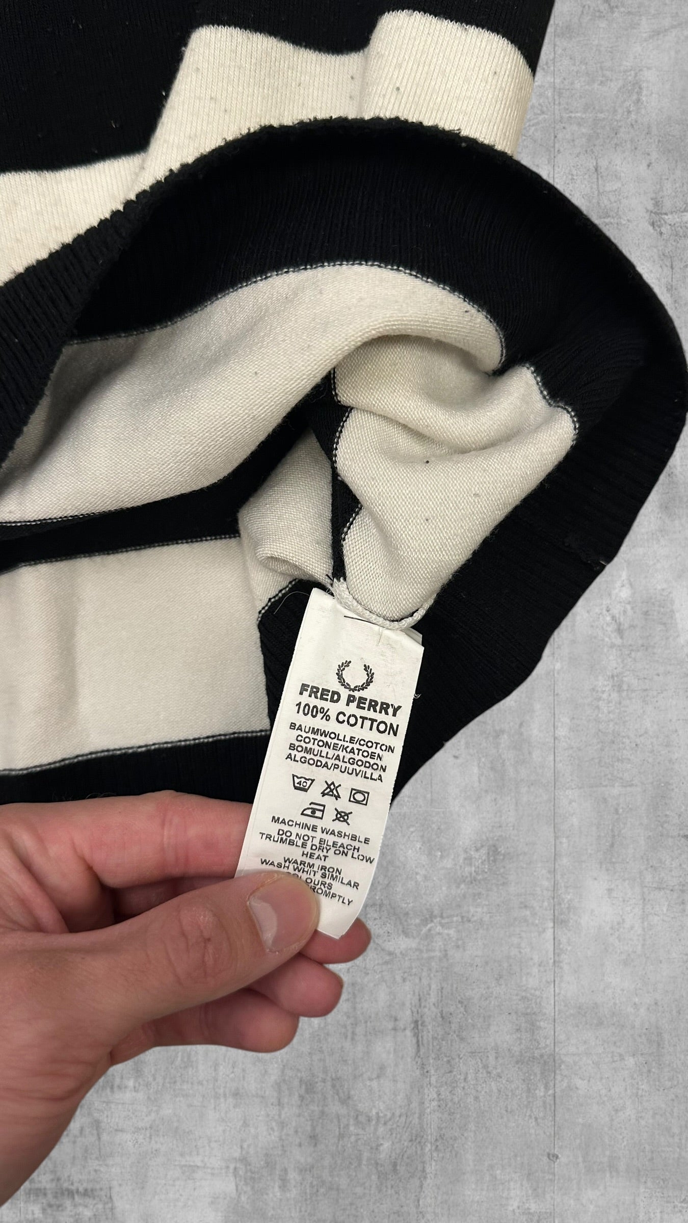 Fred Perry Vintage Sweatshirt Schwarz Weiß M