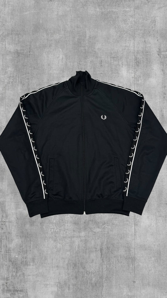 Fred Perry Trainingsjacke Taped Zip Jacke Schwarz Weiß M