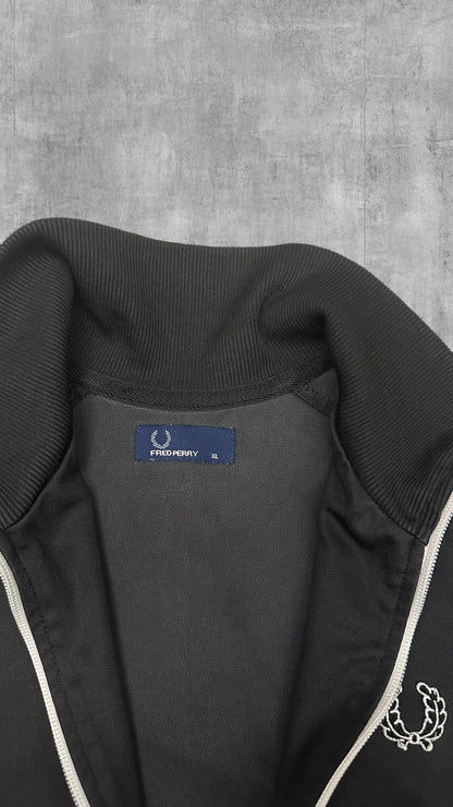 Fred Perry Vintage Trainingsjacke Taped Schwarz Weiß XL