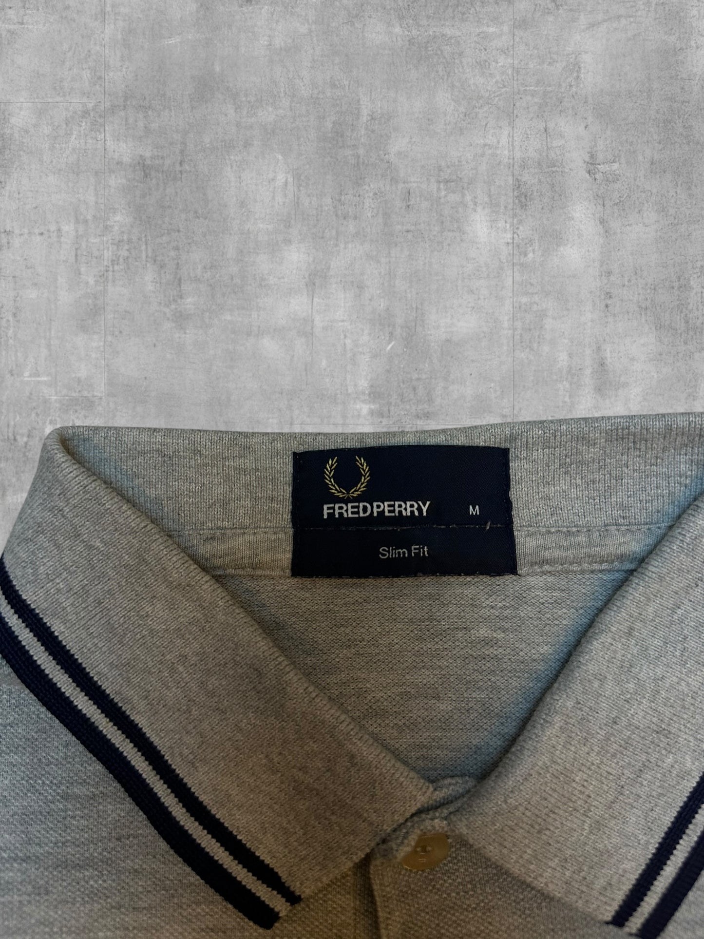 Fred Perry Polo Shirt Grau Schwarz M Slim Fit