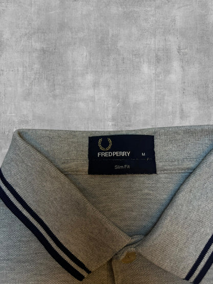 Fred Perry Polo Shirt Grau Schwarz M Slim Fit