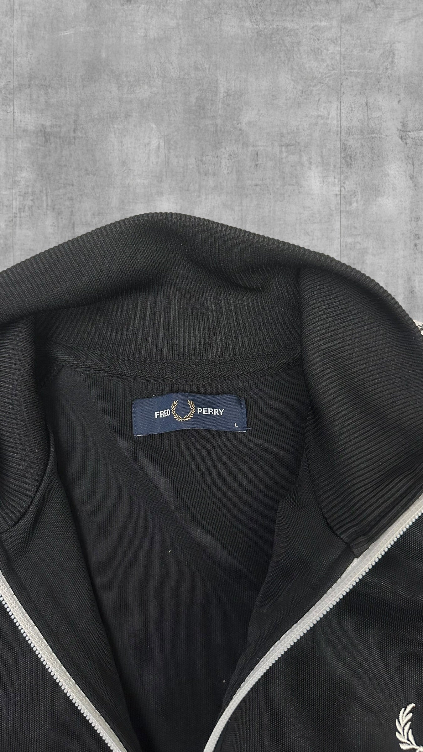 Fred Perry Trainingsjacke Taped Schwarz Weiß L