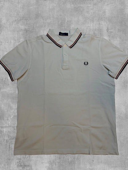 Fred Perry Polo Shirt Weiß Schwarz Rot L