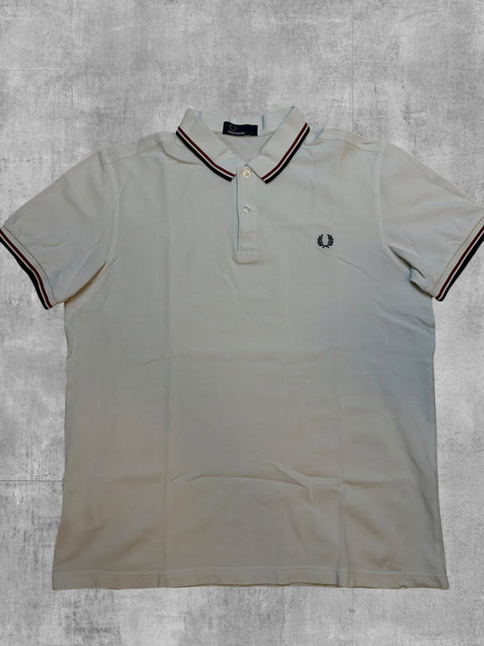 Fred Perry Polo Shirt Weiß Schwarz Rot L