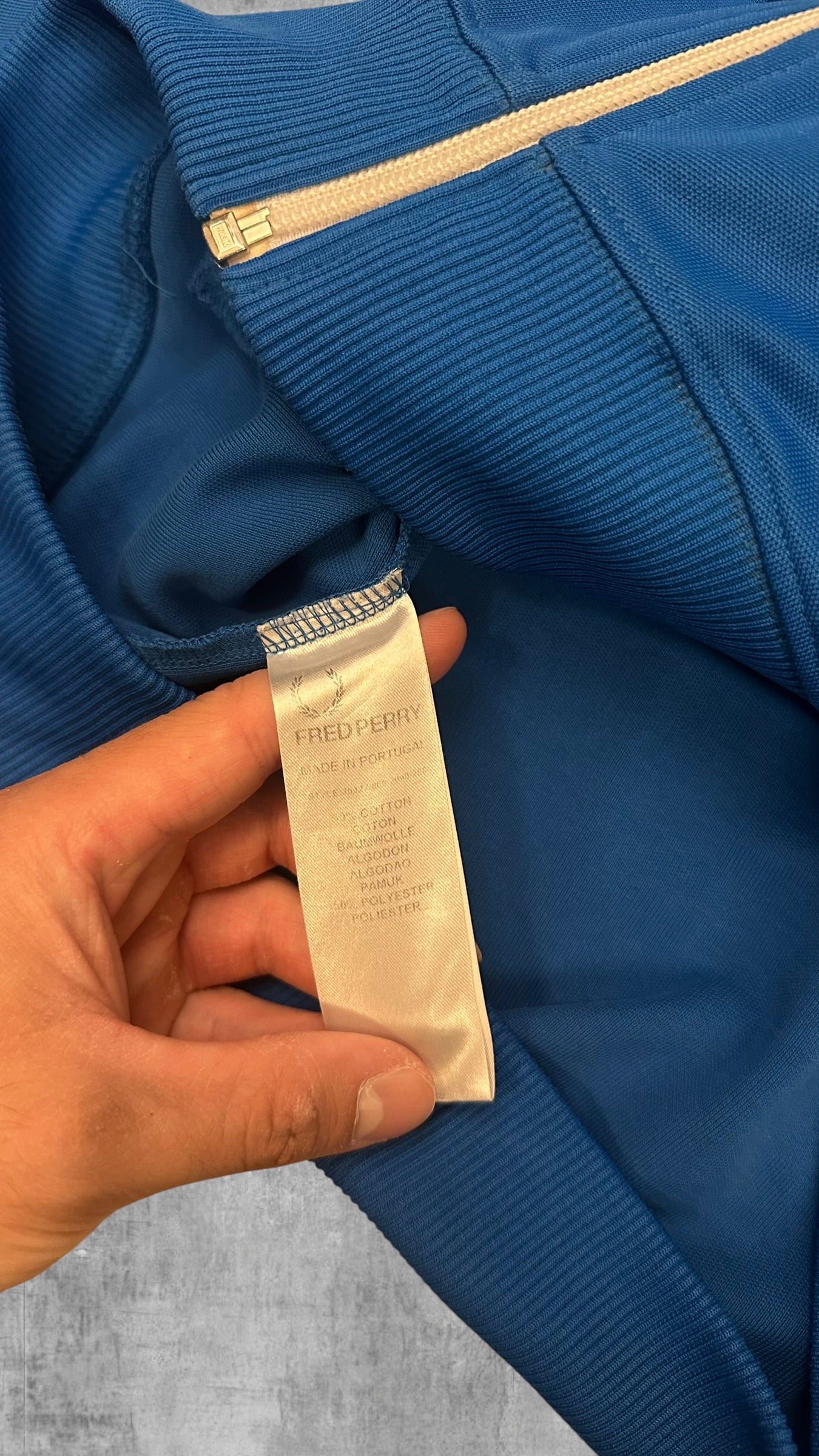 Fred Perry Vintage Trainingsjacke Taped Blau Weiß L