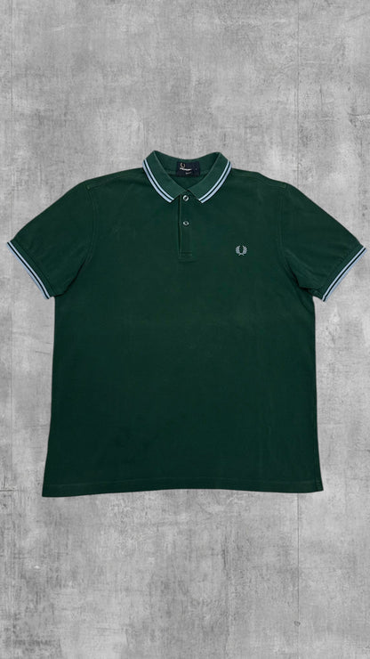 Fred Perry Polo Shirt Dunkelgrün Babyblau L Slim Fit