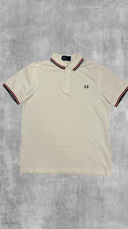 Fred Perry Polo Shirt Weiß Schwarz Rot S