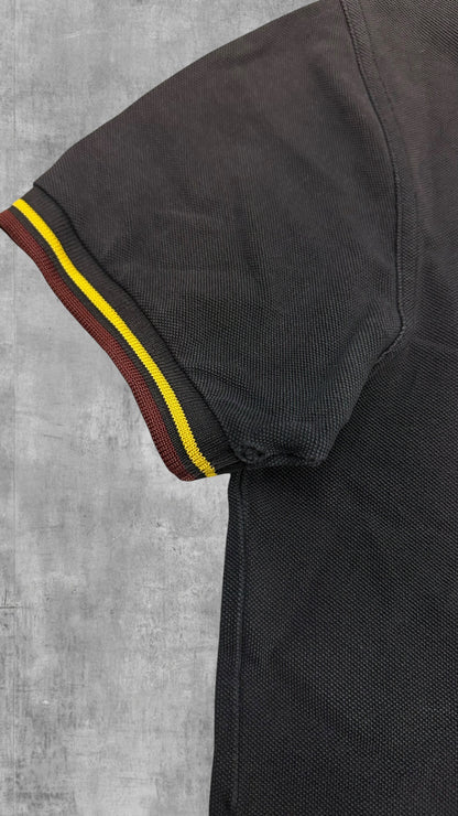Fred Perry Polo Shirt Dunkelgrau Weinrot Gold XS