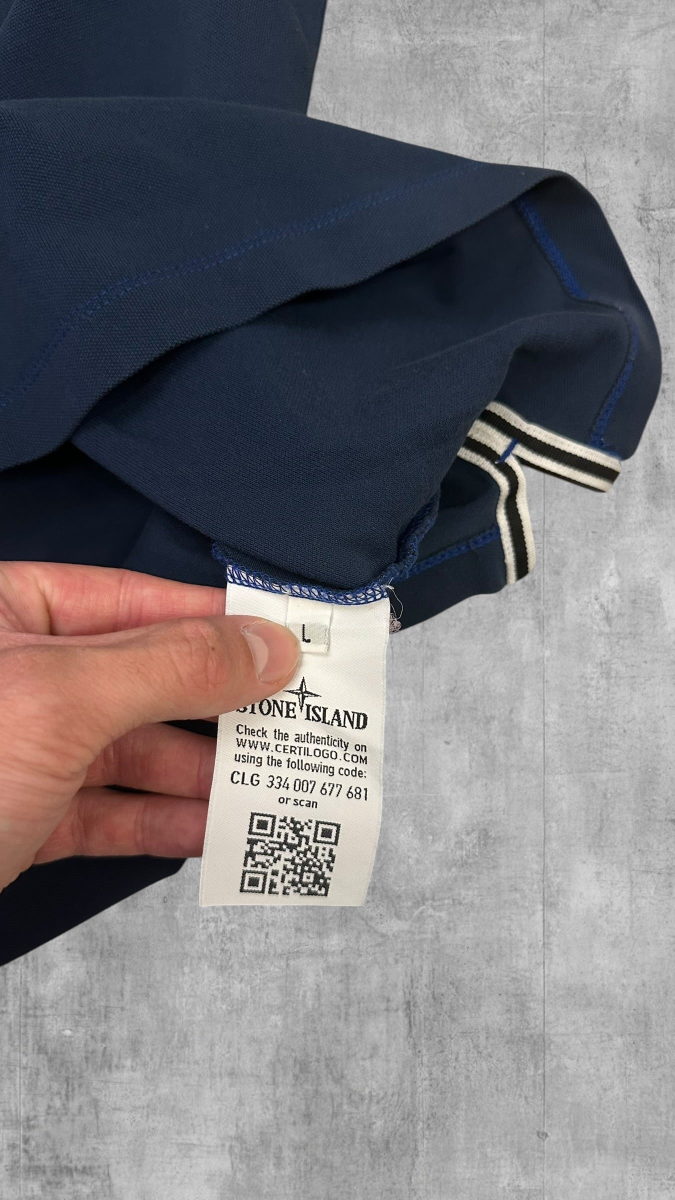 Stone Island Polo Shirt Navy Blau Weiß L Slim Fit