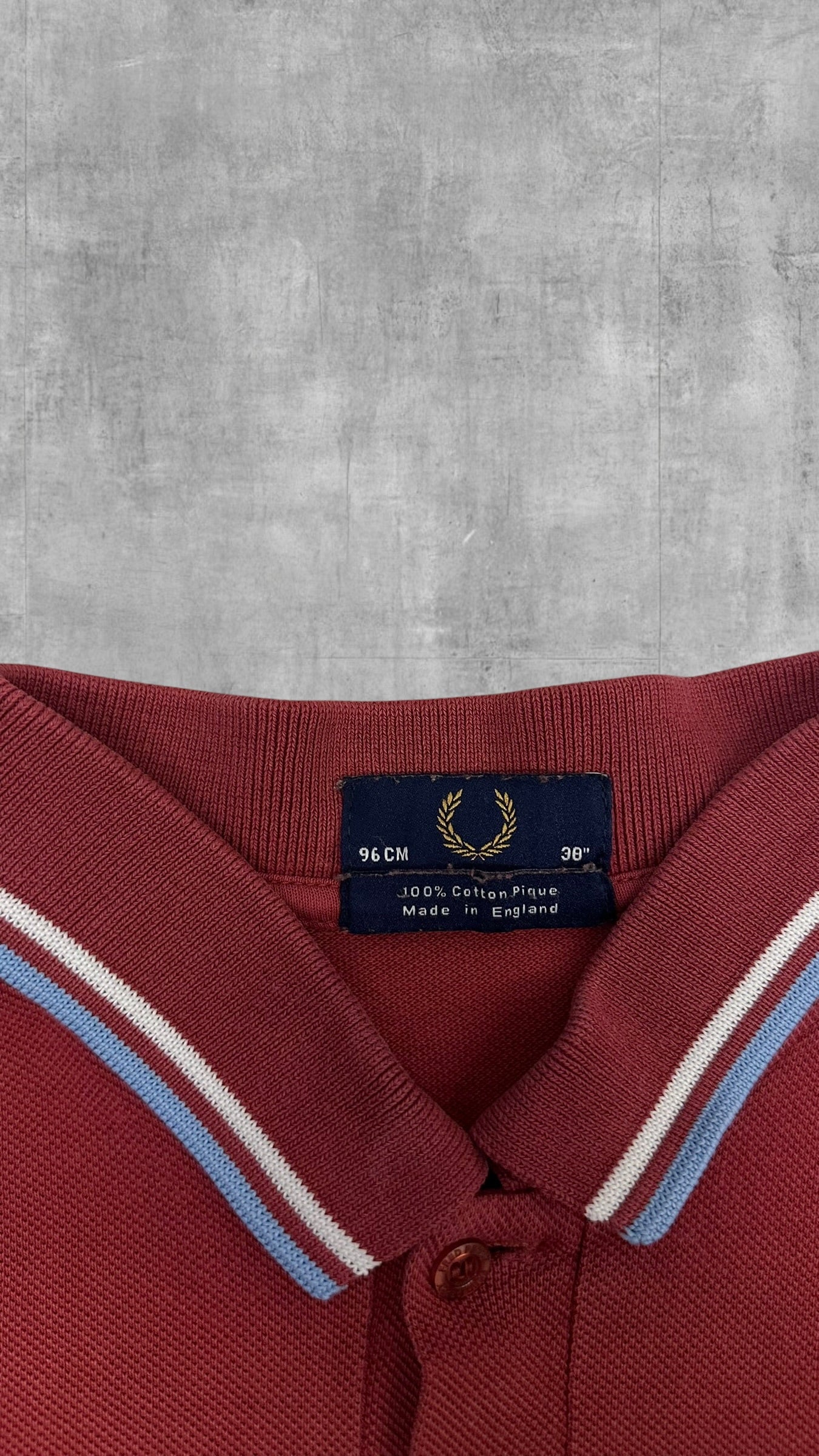 Fred Perry Polo Shirt Weinrot Türkis Weiß S