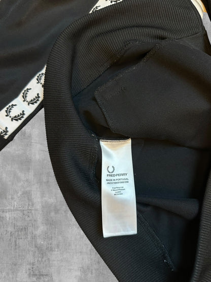 Fred Perry Vintage Trainingsjacke Taped Schwarz Weiß L