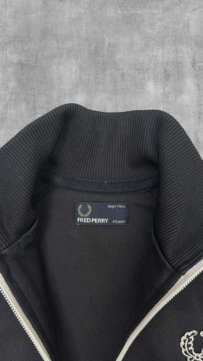 Fred Perry Vintage Trainingsjacke Schwarz Weiß 110cm (Kindergröße)