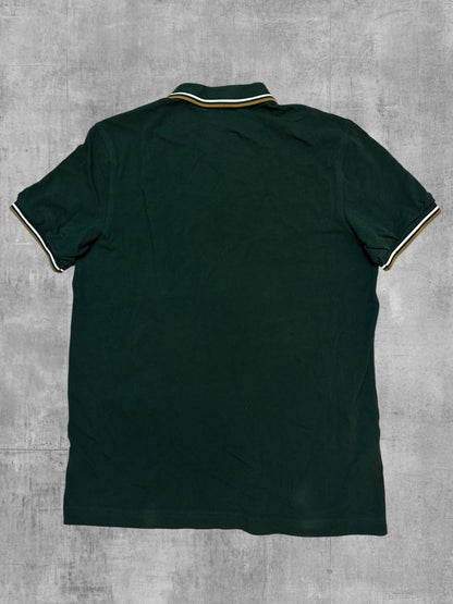 Fred Perry Polo Shirt Dark Green Gold White M