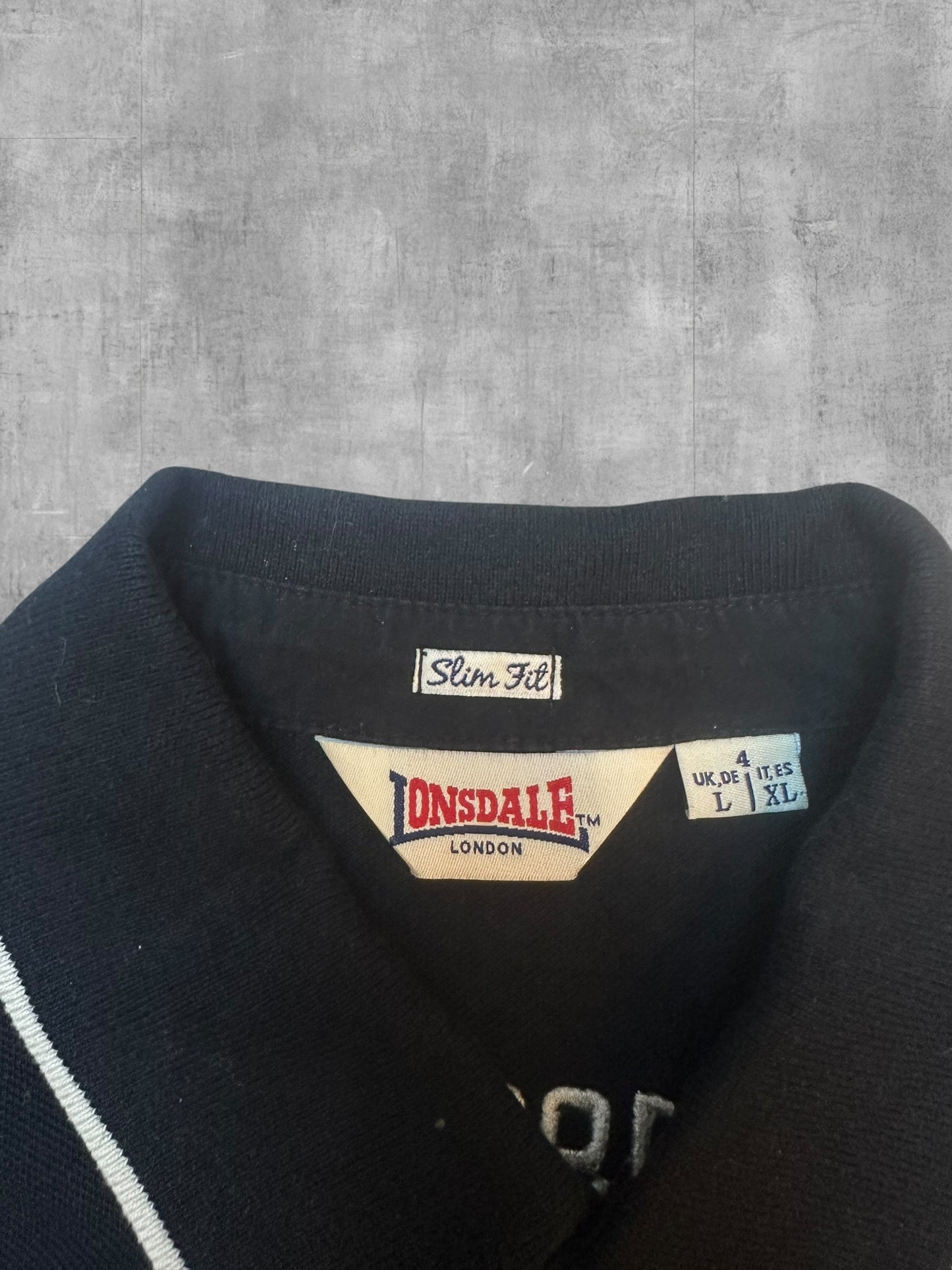 Lonsdale London Polo Shirt Backprint Schwarz Weiß L Slim Fit