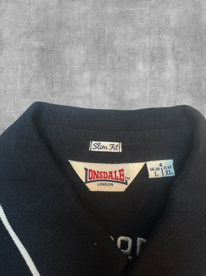 Lonsdale London Polo Shirt Backprint Schwarz Weiß L Slim Fit