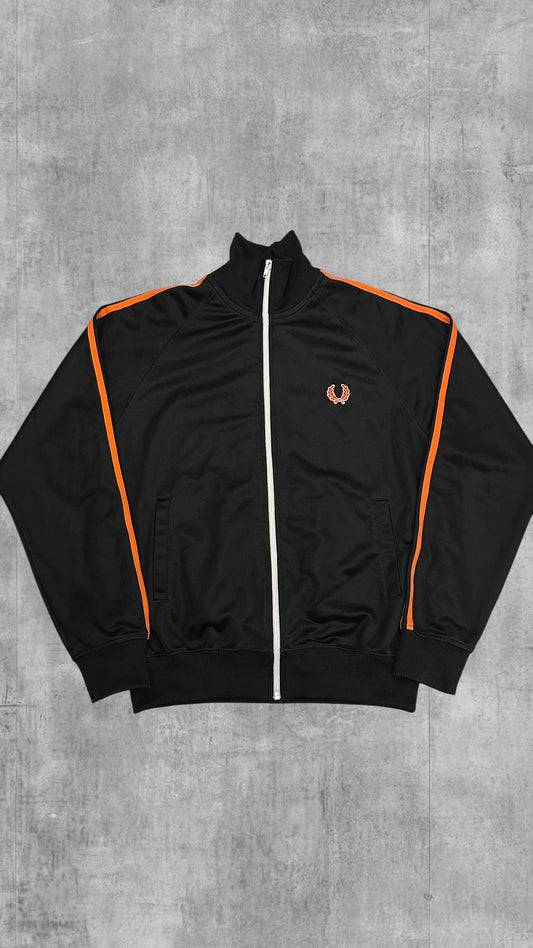 Vintage Fred Perry Trainingsjacke Taped Zip Jacke Schwarz Weiß Rot S